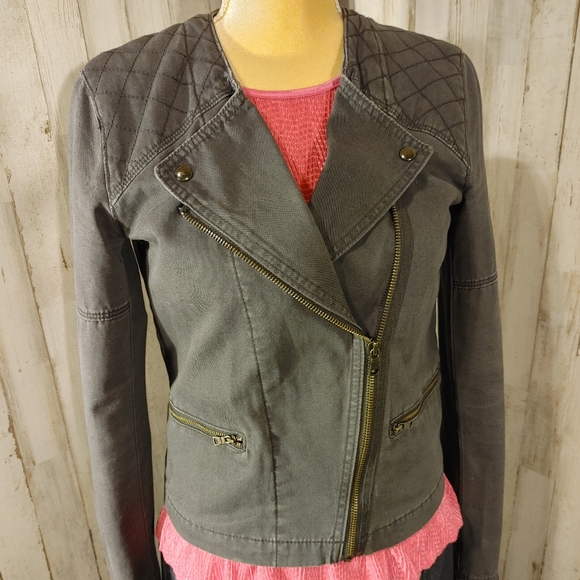 Gap gray moto jacket sz 4 - Picture 3 of 8